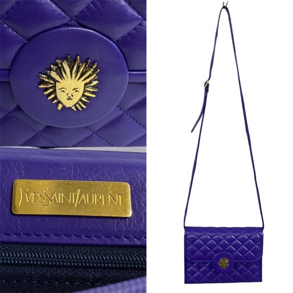 779c779 22722 4 Yves Saint Laurent YSL Lambskin Shoulder Bag Pochette Purple