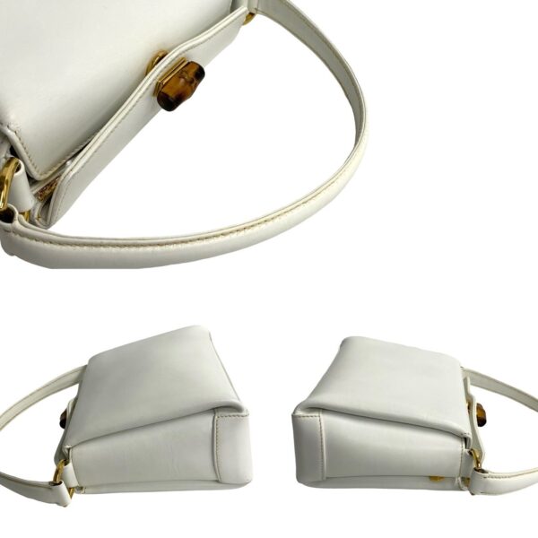 779c779 24447 6 Gucci Bamboo Turnlock Leather Handbag Mini White