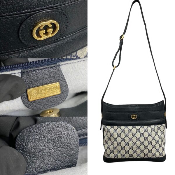 779c779 28231 4 Gucci GG Leather Shoulder Bag Mini Tote Navy