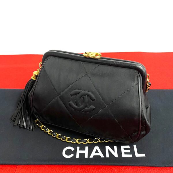 779c779 30789 1 Chanel Matelasse Satin Leather Chain Mini Shoulder Bag Black