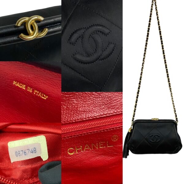 779c779 30789 4 Chanel Matelasse Satin Leather Chain Mini Shoulder Bag Black