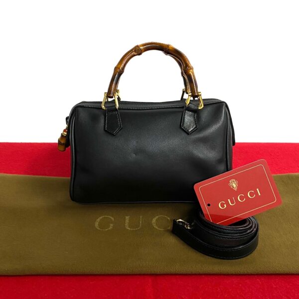 779c779 32424 1 Gucci Bamboo Leather 2way Handbag Mini Shoulder Bag Black