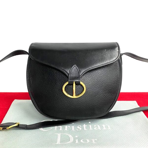 779c779 32796 1 Christian Dior Rare Leather Mini Shoulder Bag Pochette Sacoche Black