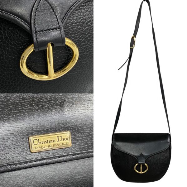 779c779 32796 4 Christian Dior Rare Leather Mini Shoulder Bag Pochette Sacoche Black