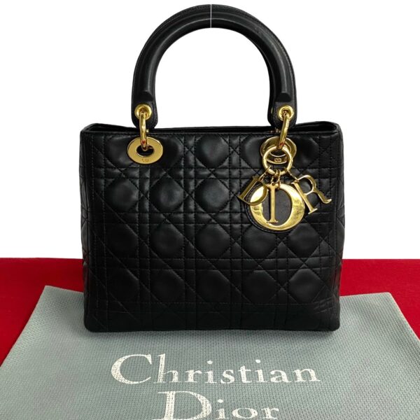 779c779 32971 1 Christian Dior Lady Dior Leather Cannage Lambskin Handbag Black