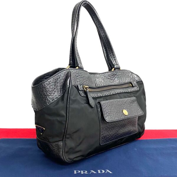 780c779 21159 1 Prada Triangle Leather Nylon Bag Black