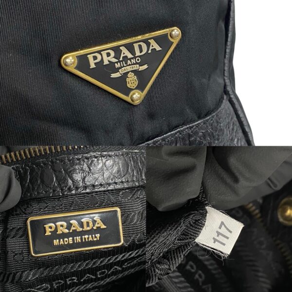 780c779 21159 4 Prada Triangle Leather Nylon Bag Black