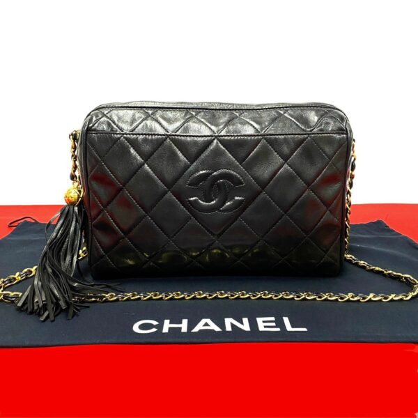 780c779 33102 1 Chanel Matelasse Coco Mark Lambskin Tassel Chain Bag Black