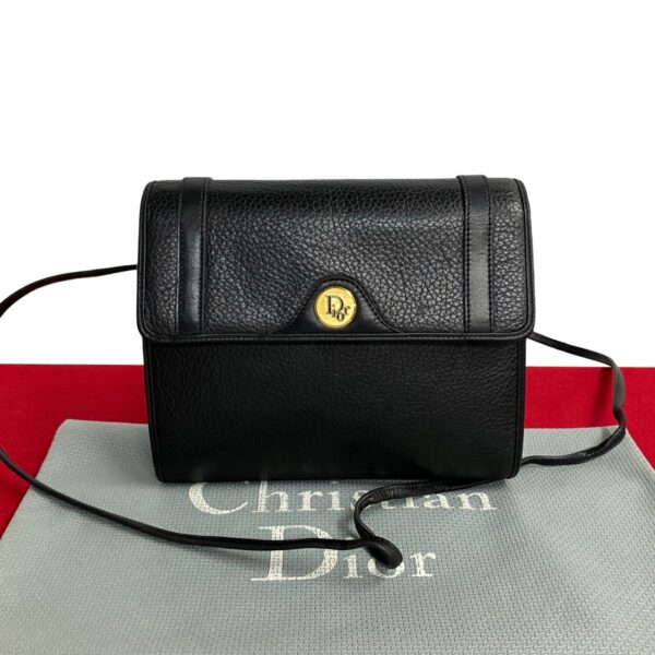 780c780 19813 1 Christian Dior Leather Mini Shoulder Bag Pochette Sacoche Black