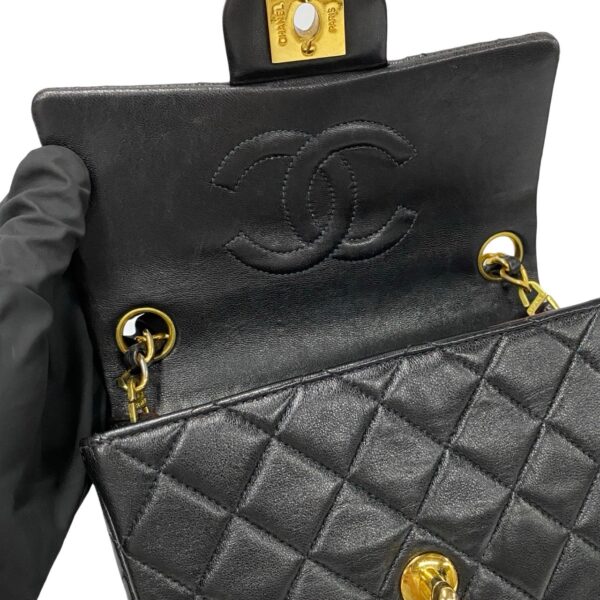 780c780 22379 10 Chanel Mini Matelasse 16cm Coco Mark Lambskin Chain Shoulder Bag Black