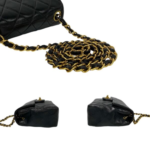 780c780 22379 6 Chanel Mini Matelasse 16cm Coco Mark Lambskin Chain Shoulder Bag Black