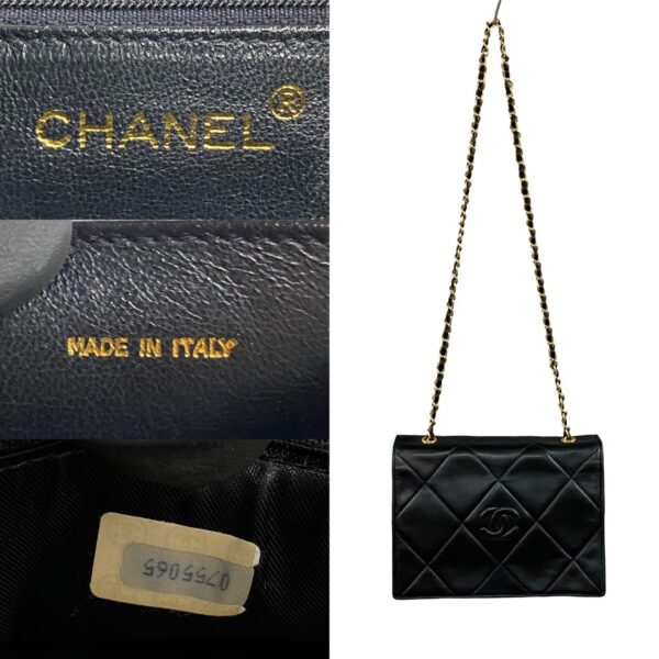 780c780 26700 4 Chanel Matelasse Lambskin Chain Shoulder Pochette Black