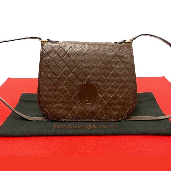 781c781 26482 1 Yves Saint Laurent YSL Leather Shoulder Bag Pochette Brown