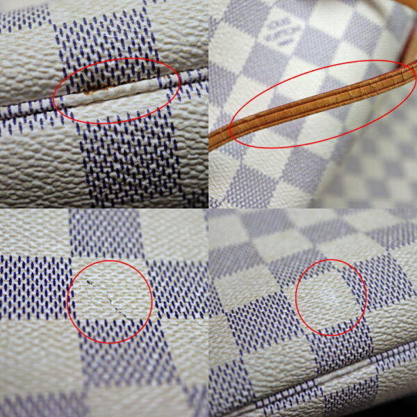 7832 17 Louis Vuitton Neverfull MM Tote Bag Damier Canvas Azur White