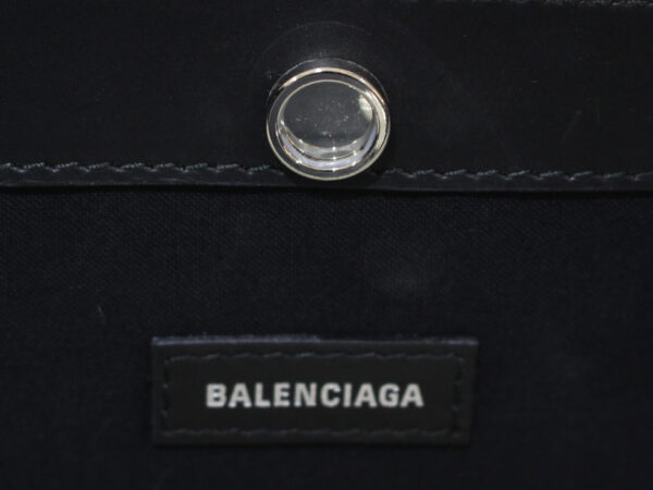 7988 Balenciaga Blue Medium Pochette Canvas Shoulder Bag White Black