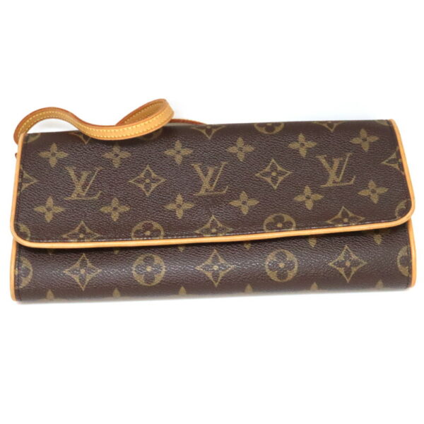 7995 1 Louis Vuitton Pochette Twin GM Monogram Canvas Shoulder Bag Brown