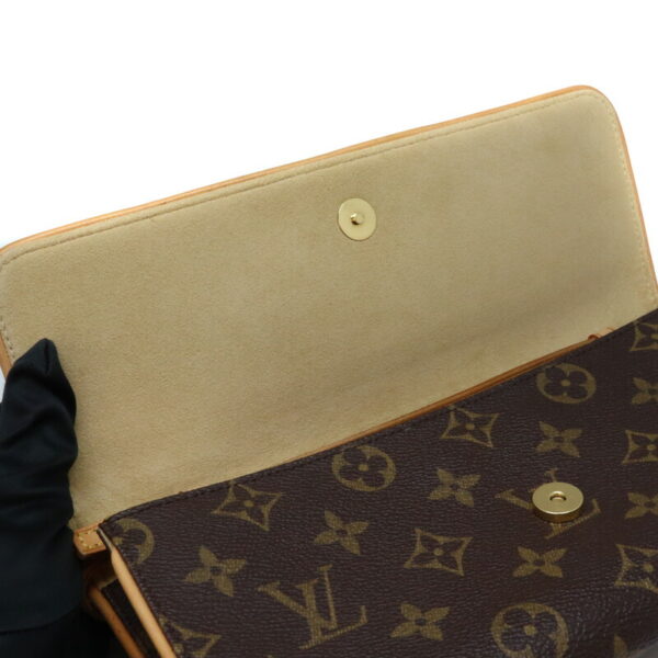 7995 6 Louis Vuitton Pochette Twin GM Monogram Canvas Shoulder Bag Brown