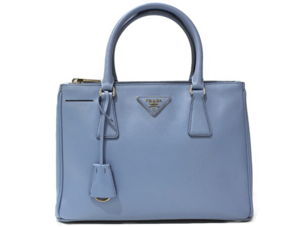 8081 Prada Galleria 2WAY Handbag Saffiano Leather Blue