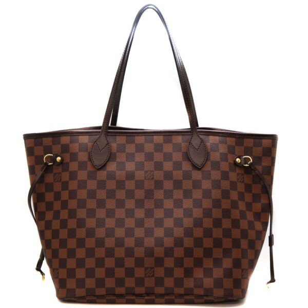 8210 2 Louis Vuitton Neverfull MM Tote Bag Damier Ebene Brown