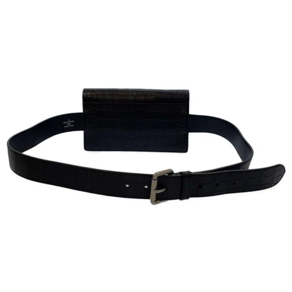 8736901 03 Louis Vuitton Alligator Belt Bag Crocodile Waist Pouch Black