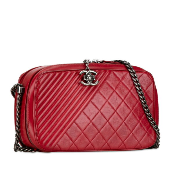 8o3gttjej1g9im2u 2 Chanel Boy Chanel Coco Mark Chain Crossbody Camera Bag Red