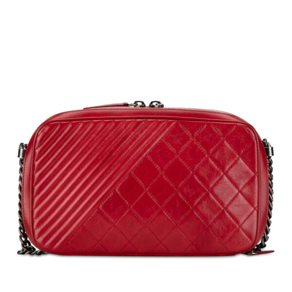 8o3gttjej1g9im2u 3 Chanel Boy Chanel Coco Mark Chain Crossbody Camera Bag Red