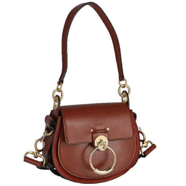 8ws153a3727s Chloe Tess Small Shoulder Bag Leather Suede Sepia Brown