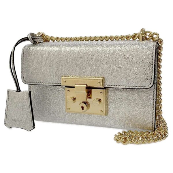 9032378 01 Gucci Padlock Small Chain Shoulder Bag Metallic