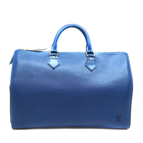 917 1 Louis Vuitton Speedy 35 Handbag Monogram Canvas Blue