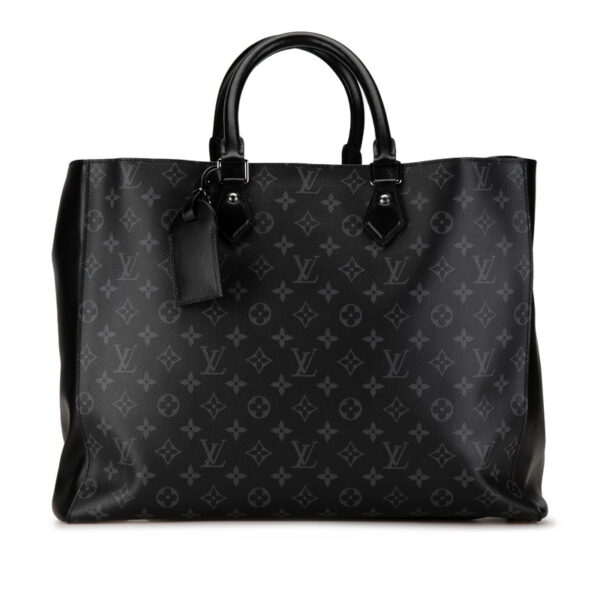 91xkc52tznft32df 1 Louis Vuitton Monogram Eclipse Grand Sac Tote Bag Black