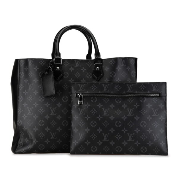 91xkc52tznft32df 11 Louis Vuitton Monogram Eclipse Grand Sac Tote Bag Black