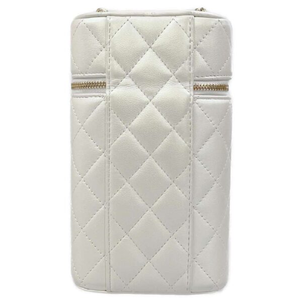 9254367 03 Chanel Classic Vanity Phone Case Lambskin Bag White