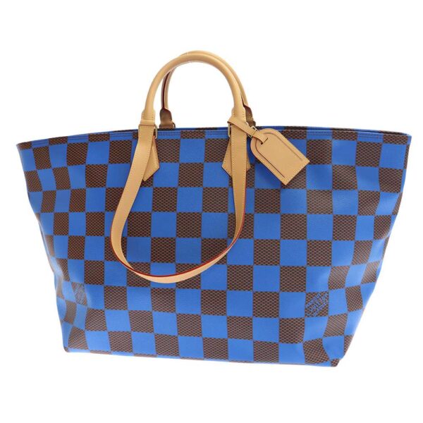 9295971 01 Louis Vuitton Sac Soft EW Damier Pop Canvas Tote Bag Blue