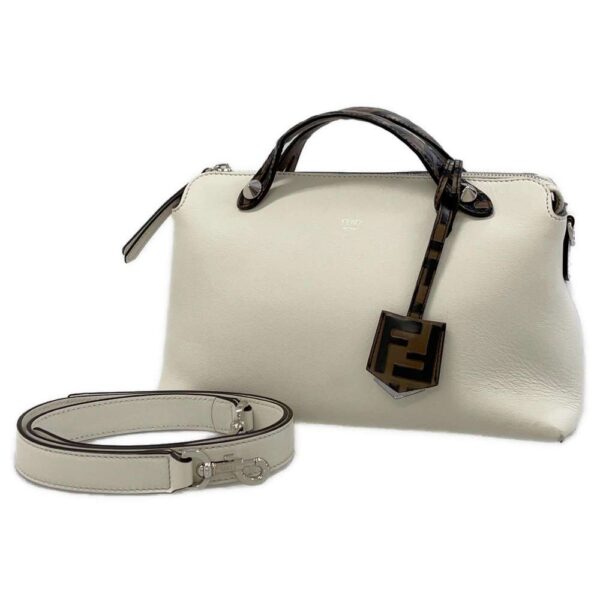 9304697 01 Fendi Visible Medium Leather 2WAY Shoulder Bag White