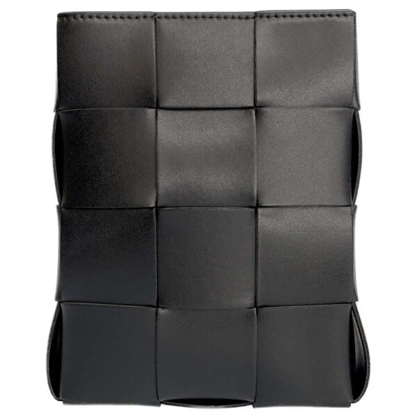 9313125 03 Bottega Veneta Cassette Intrecciato Phone Holder Shoulder Bag Black