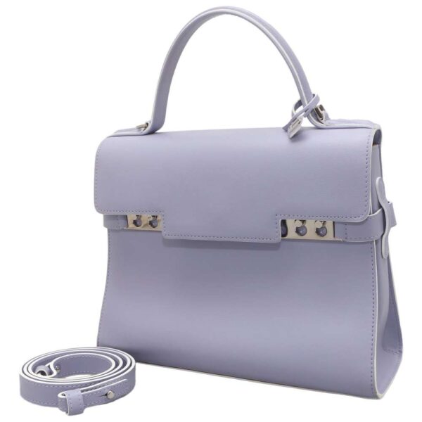 9319073 01 Delvaux Tempete MM Leather Handbag Purple