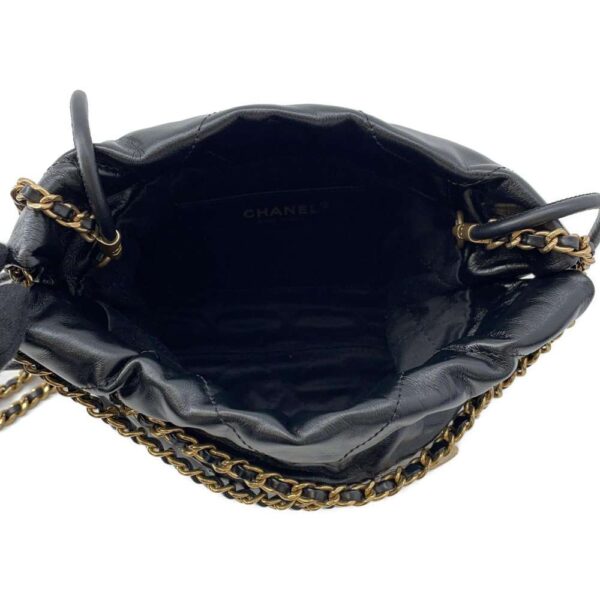 9346543 06 Chanel 22 Matelasse Shiny Calf Leather Mini 2way Bag Black