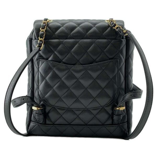 9363106 03 Chanel Matelasse Coco Mark Lambskin Backpack Bag Black