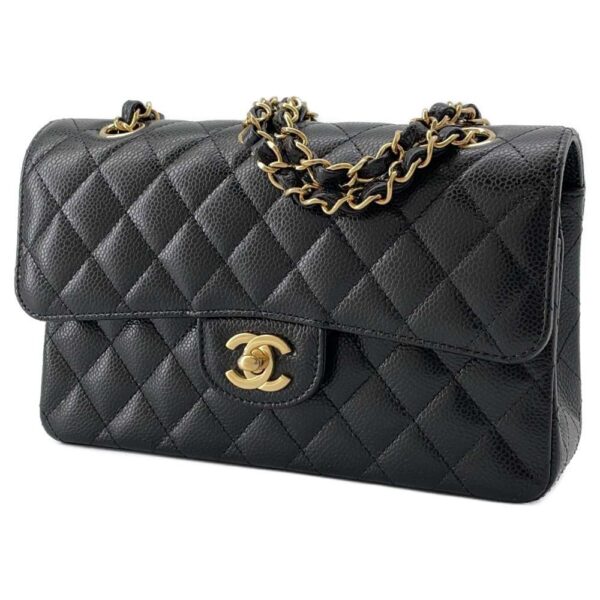 9369122 01 Chanel Matelasse 23 Coco Mark Double Chain Caviar Bag Black