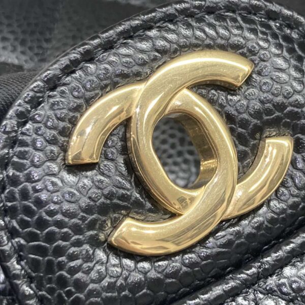 9369122 12 Chanel Matelasse 23 Coco Mark Double Chain Caviar Bag Black