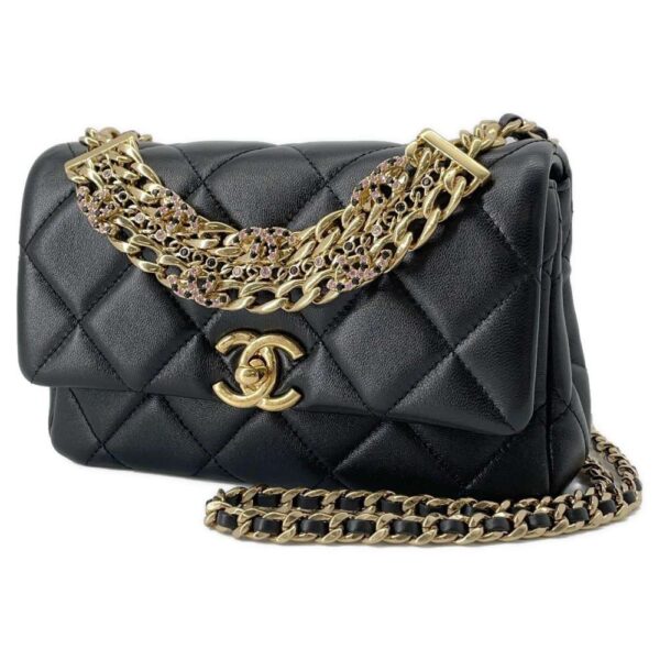 9376526 01 Chanel Matelasse Coco Mark Lambskin Handbag Black