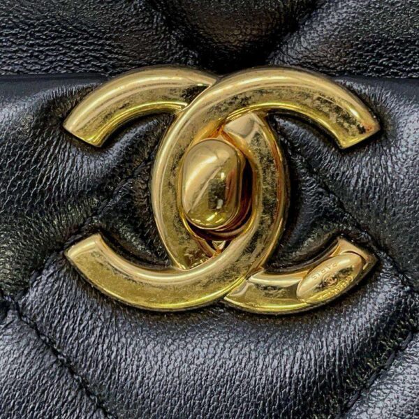 9376526 10 Chanel Matelasse Coco Mark Lambskin Handbag Black