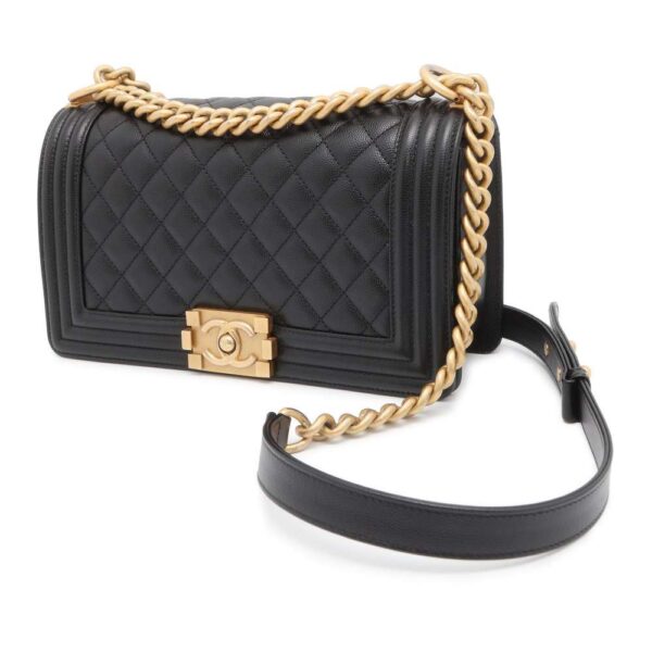 9392236 01 Chanel Boy Chanel Matelasse Caviar Bag Black