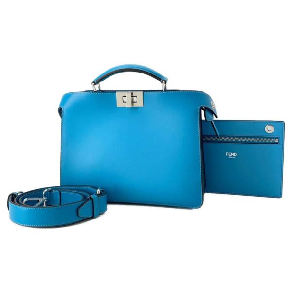 9398894 01 Fendi Peekaboo Isee You Leather 2WAY Bag Blue