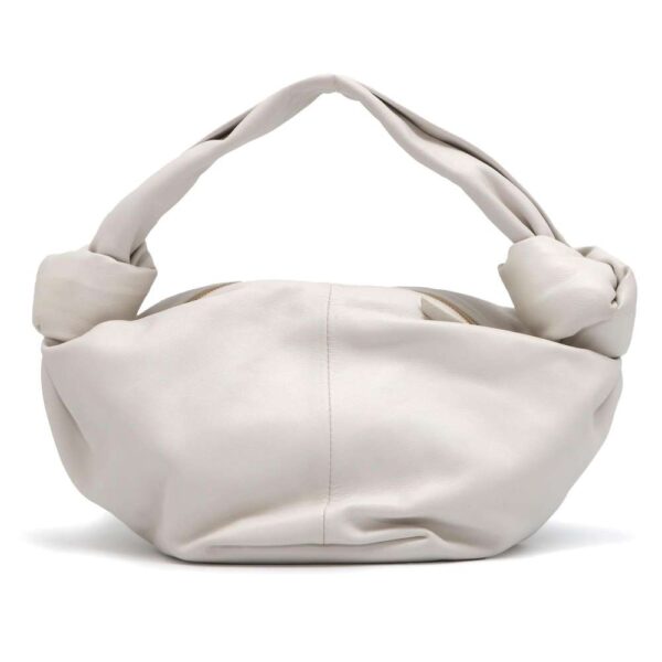 9407831 03 Bottega Veneta Double Knot Leather Mini Handbag White