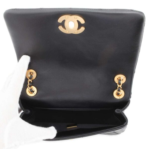 9420885 06 Chanel Mini Flap Matelasse Coco Mark Leather Shoulder Bag Black