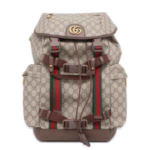 9421462 01 Gucci Skateboard Web GG Supreme Backpack