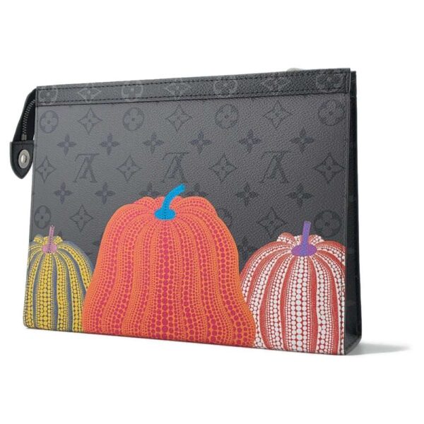 9434592 02 Louis Vuitton Pochette Voyage Eclipse Yayoi Kusama Clutch Bag Black