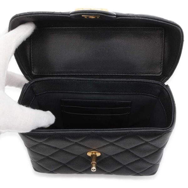 9438989 05 Chanel Small Vanity Matelasse Coco Mark Caviar Bag Black