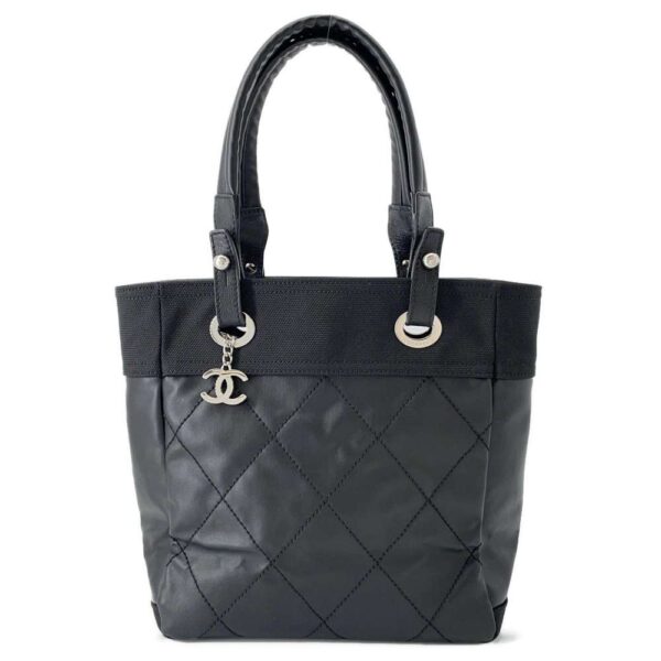 9444799 01 Chanel Paris Biarritz Matelasse Coco Mark Small Tote Bag Black